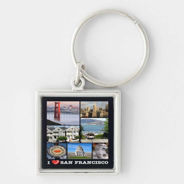 zUS067 SAN FRANCISCO I Love, Mosaic, Key Ring (Front)