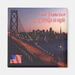 zUS081 SAN FRANCISCO, Bay Bridge at Night, Fridge Magnet