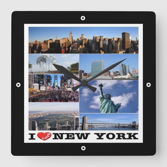 zUS107 NEW YORK CITY I Love, mosaic, Square Wall Clock (Front)