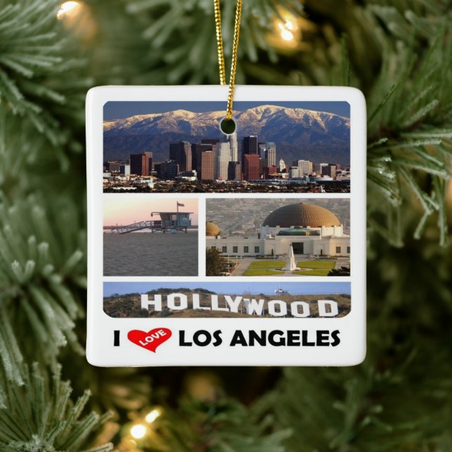 zUS169 LOS ANGELES I Love, Mosaic, Ceramic Ornament (Tree)