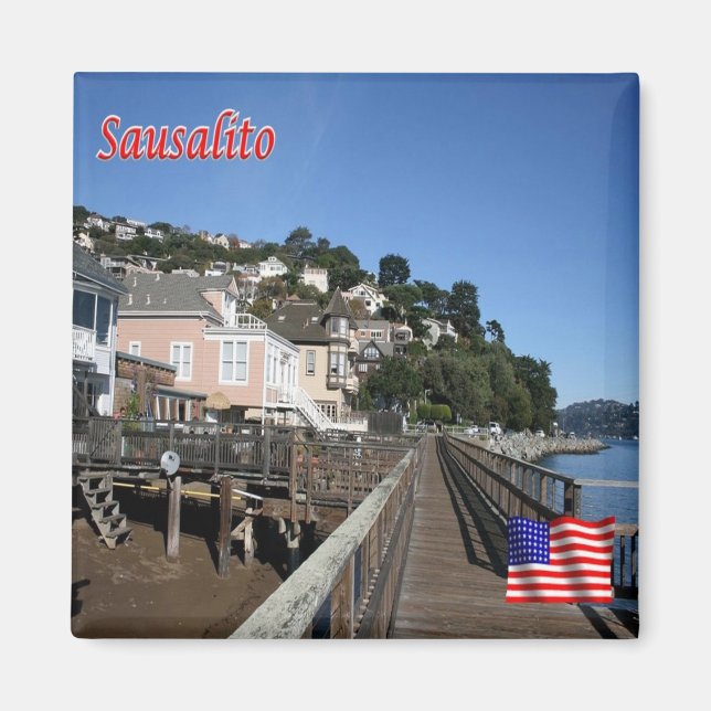 zUS196 SAUSALITO, Promenade, California, Fridge Magnet (Front)