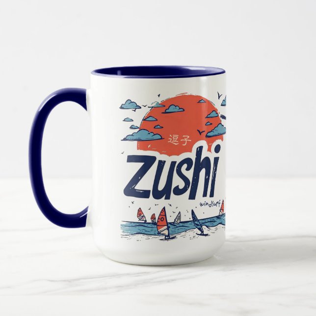 Zushi Windsurf Sunset Two-Tone Coffee Mug (Left)
