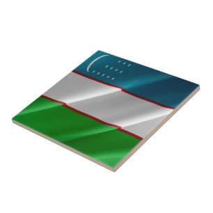 zUZ002 UZBEKI Waving Flag,Uzbekistan, Asia, Ceramic Tile