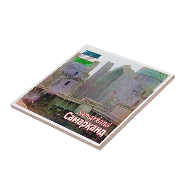 zUZ007 SAMARKAND, Bibi-Khanym Mosque, Ceramic Tile (Side)