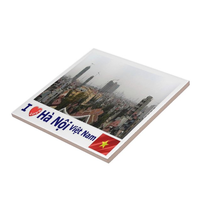 zVN008 HANOI I Love, Vietnam, Skyline, Ceramic Tile (Side)