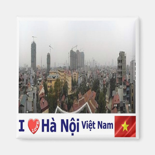 zVN008 HANOI I Love, Vietnam, Skyline, Fridge Magnet (Front)