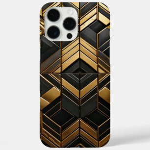 Zwart goud bling retro iPhone 16 pro max case