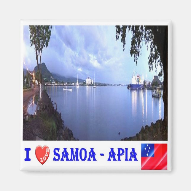 zWS005 SAMOA, APIA Harbour I Love, Oceania, Fridge Magnet (Front)
