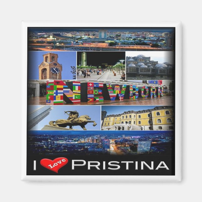 zXK004 PRISTINA "I Love, Kosovo, Europe, Fridge Magnet (Front)