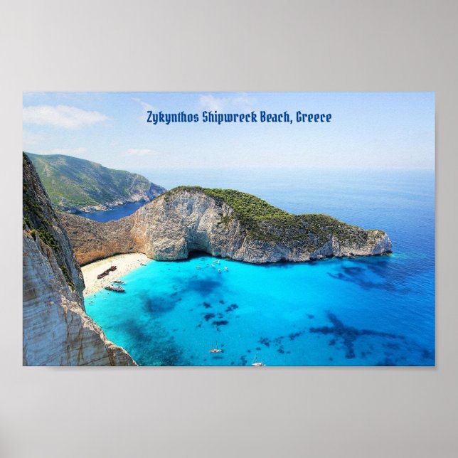 Zykynthos Shipwreck Beach, Greece Poster (Front)