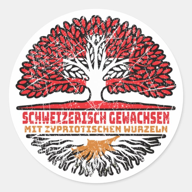 Zypern Zyprisch Schweizer Schweiz Baum Wurzel Classic Round Sticker (Front)