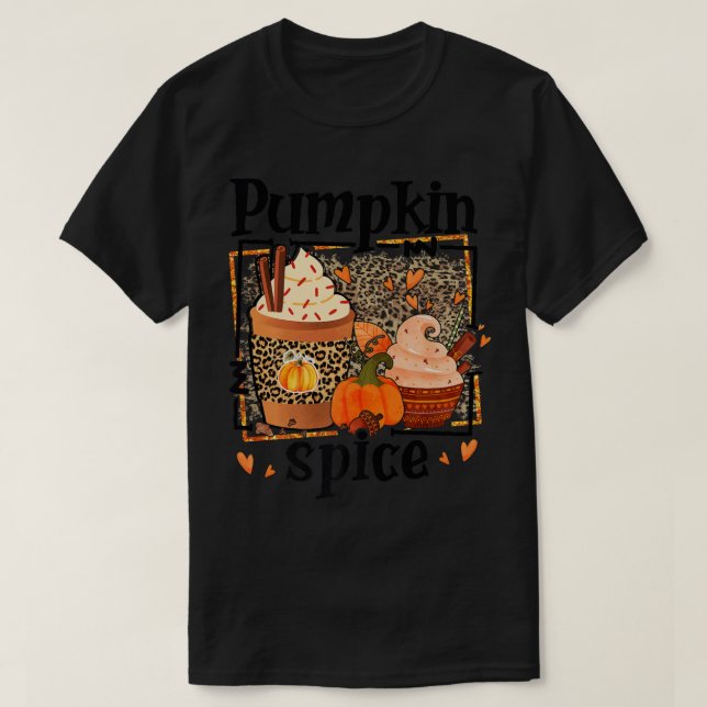 ZyVb Leopard Pumpkin Spice Fall Autumn Pumpkin Tha T-Shirt (Design Front)