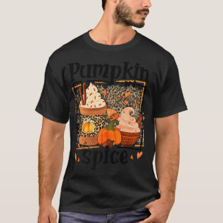ZyVb Leopard Pumpkin Spice Fall Autumn Pumpkin Tha T-Shirt