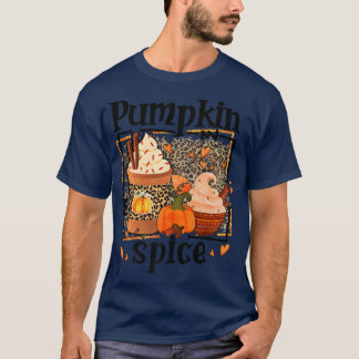 ZyVb Leopard Pumpkin Spice Fall Autumn Pumpkin Tha T-Shirt