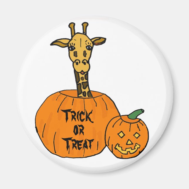 ZZ- Giraffe in a Pumkin Halloween Magnet (Front)