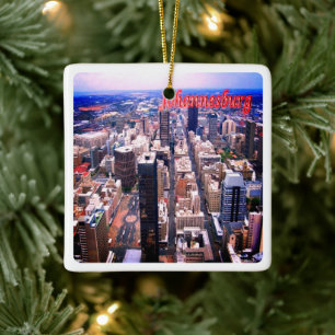 zZA018 JOHANNESBURG, Panorama,South Africa, Ceramic Ornament