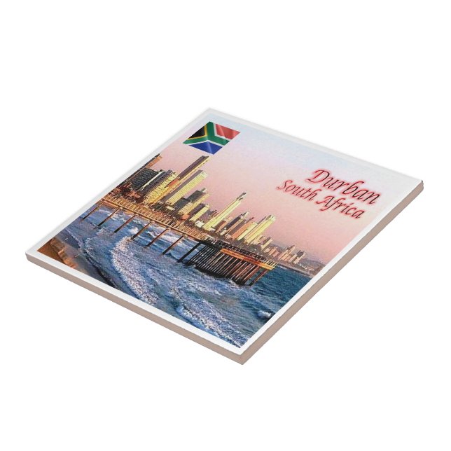 zZA037 DURBAN Skyline Crop, SOUTH AFRICA, Ceramic Tile (Side)