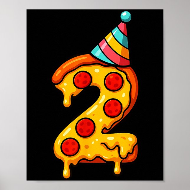 Zza 2nd Birthday 2 Years Old Party Hat Bday Boys G Poster (Front)