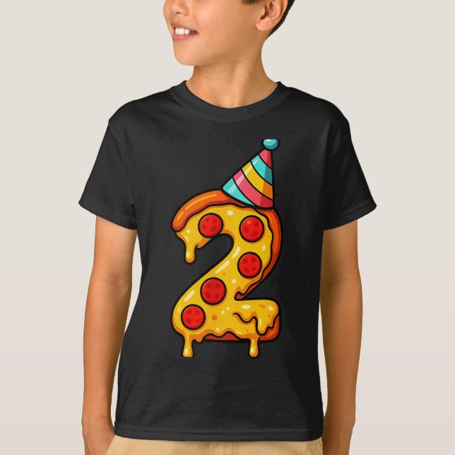 Zza 2nd Birthday 2 Years Old Party Hat Bday Boys G T-Shirt (Front)
