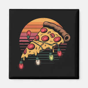 Zza Christmas Lights Retro Sunset Xmas Fast Food T Magnet