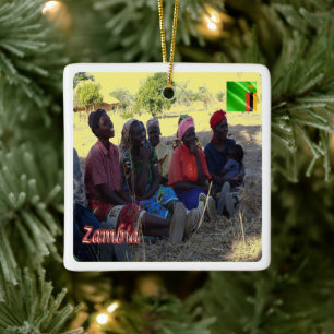 zZM009 ZAMBIA, Zambian Women, Africa, Ceramic Ornament