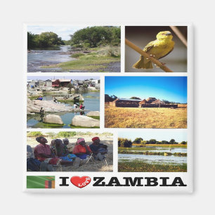 zZM010 ZAMBIA I Love, Mosaic, Africa, Fridge Magnet